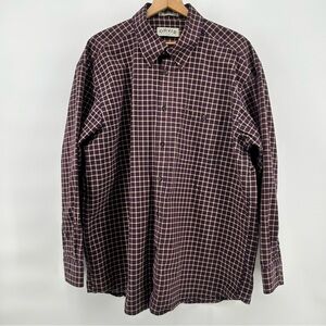 Orvis Men Button Down 2XL Purple Plum Check Heavy Cotton Outdoor Field Shirt‎